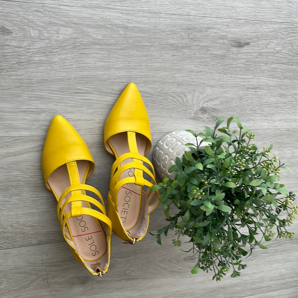 Chic pointy toe heels in yellow